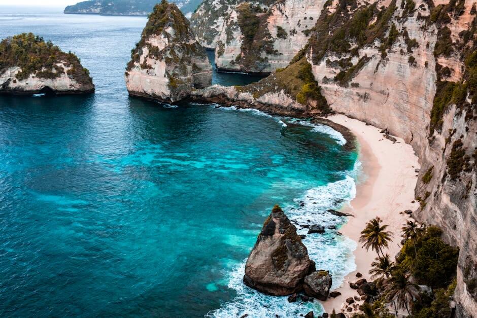 pexels-photo-2474690-2474690 A breathtaking view of Nusa Penida's turquoise waters and rocky cliffs in Bali, Indonesia.