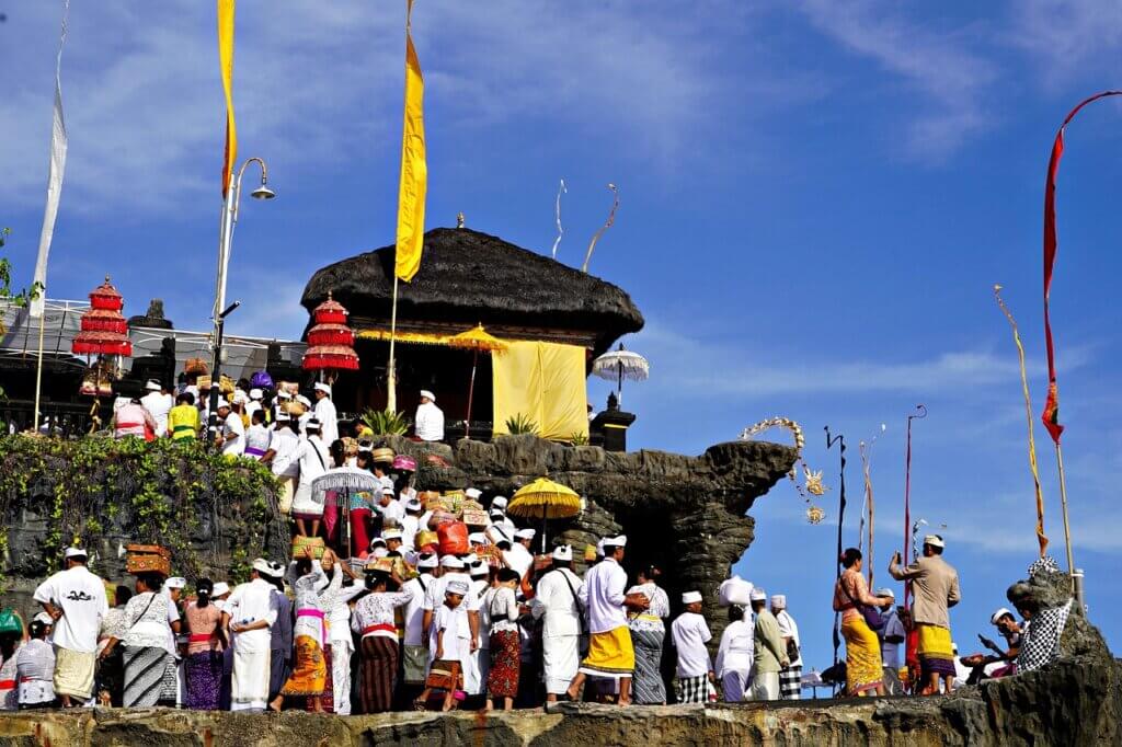 religious ceremony, temple, tanah lot, bali island
